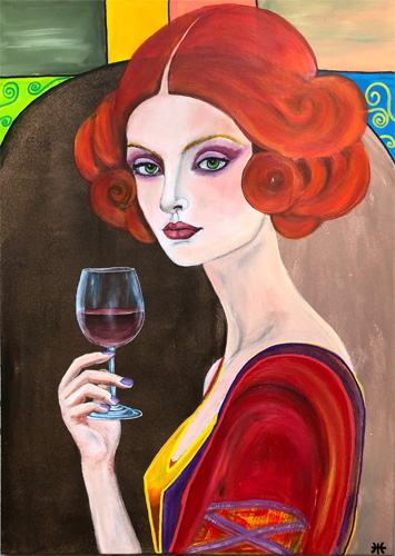 Dame mit Weinglas